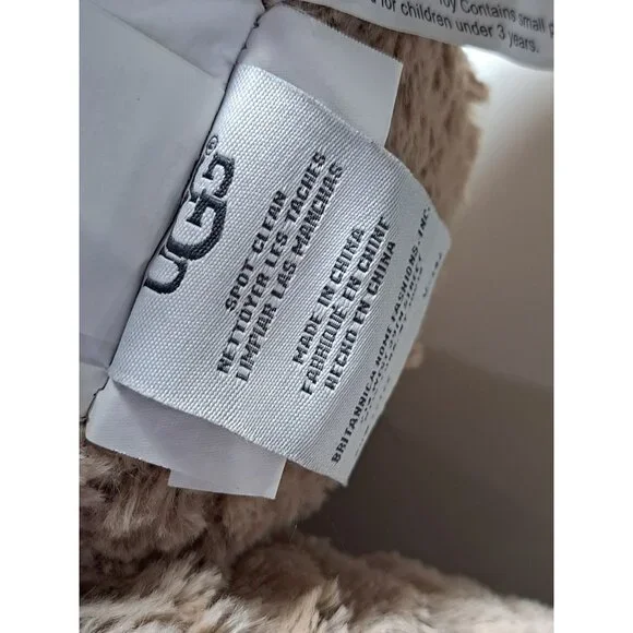 Large UGG Oatmeal Sunny Plush Teddy Bear Red Cable Knit Scarf 16" Toy Stuffed - Picture 9 of 12